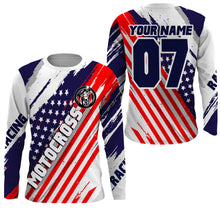 Load image into Gallery viewer, Patriotic Motocross jersey UPF30+ custom dirt bike racing shirt American flag offroad motorcycle NMS944