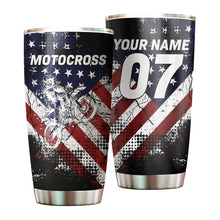 Load image into Gallery viewer, Custom USA Flag Motocross Tumbler Cup - Off-Road Dirt Bike Tumbler Biker Patriotic Gift Drinkware CDT16