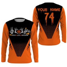 Load image into Gallery viewer, Peace Love Motocross personalized jersey UPF30+ Halloween dirt bike shirt kid adult bikers costume NMS1044