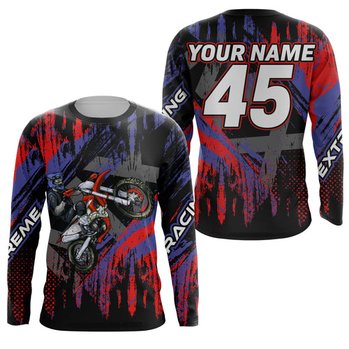Personalized red MX jersey UPF30+ kid men women racing off-road dirt bike extreme motorcycle PDT56