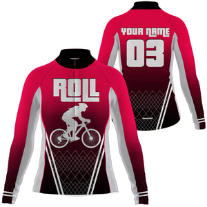 Red Custom Womens Cycling Jersey Roll Female Biker Riding Road Cycle Mountain Bicycling| NMS845