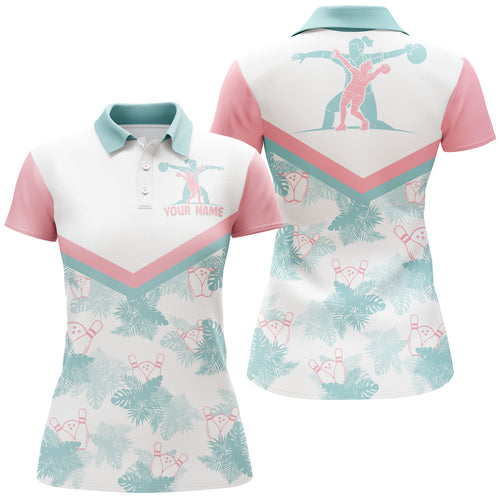 Personalized Women Polo Bowling Shirt Tropical Pattern Short Sleeve Polo Female Bowlers Jersey NBP29