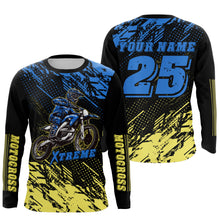 Load image into Gallery viewer, MX jersey custom blue Motocross for kid men women UPF30+ dirt bike racing shirt off-road racewear PDT101