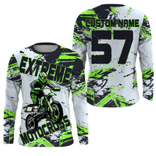 Load image into Gallery viewer, Customized name&amp;number Motocross jersey green white youth adult UV MX dirt bike long sleeves racing PDT190