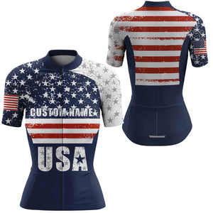 Custom American Cycling jersey men women UPF50+ USA cycle gear with 3 pockets Full zip bike shirt| SLC182