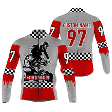 Load image into Gallery viewer, Ride life Custom Red mens cycling jersey MTB racing gear checkered flag bike shirt with pockets| SLC19