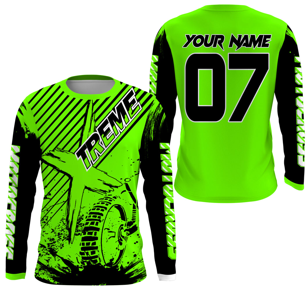 Custom green MX jersey shirt UV extreme kid&adult Motocross dirt bike racing off-road motorcycle PDT178