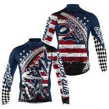 Load image into Gallery viewer, Patriotic BMX cycling jersey Cycle gear with 3 pockets Anti-UV American bicycle motocross shirt| SLC75