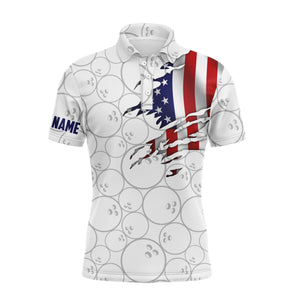 American Flag Polo Bowling Shirt for Men Bowlers, This Is How I Roll Funny Bowling Jersey NBP31