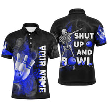 Load image into Gallery viewer, Shut Up and Bowl - Funny Polo Bowling Shirt Men Personalized Flame Skull Bowler Jersey NBP19