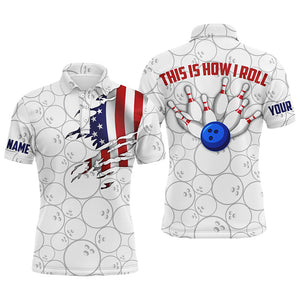 American Flag Polo Bowling Shirt for Men Bowlers, This Is How I Roll Funny Bowling Jersey NBP31