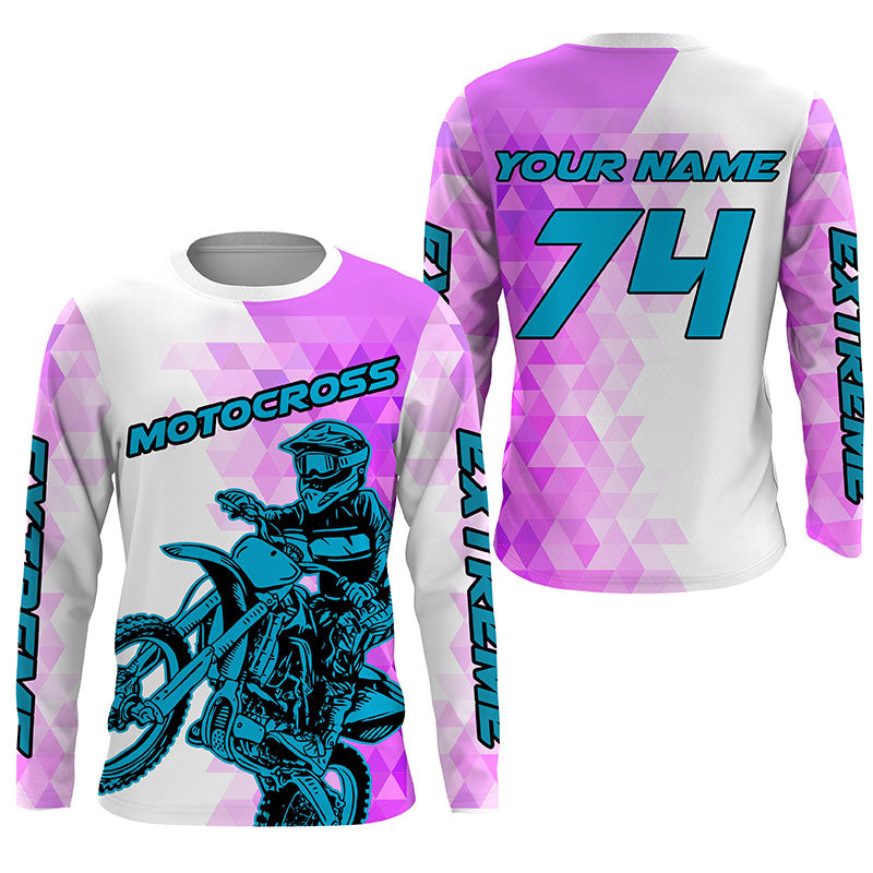 Motocross pink jersey youth men women custom dirt bike off-road UPF30+ motorcycle racing shirt PDT319
