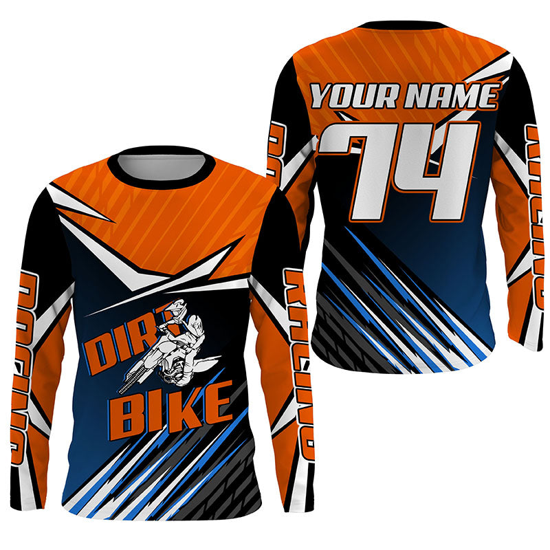 Personalized Dirt Bike Jersey UPF30+ Kid Adult Extreme Motocross MX Racing Long Sleeves Biker NMS1133