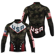 Load image into Gallery viewer, Camo American cycling jersey Men with 3 pockets Custom USA bike shirts UPF50+ bicycle clothing| SLC198