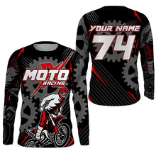 Load image into Gallery viewer, Personalized red dirt bike jersey for kid&amp;adult UPF30+ Motocross racing MotoX off-road shirt PDT366