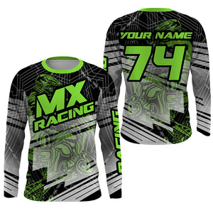 Youth Men Women Personalized Green Motocross Jersey Dirt Bike Off-Road Shirt UPF30+ Motorcycle PDT378