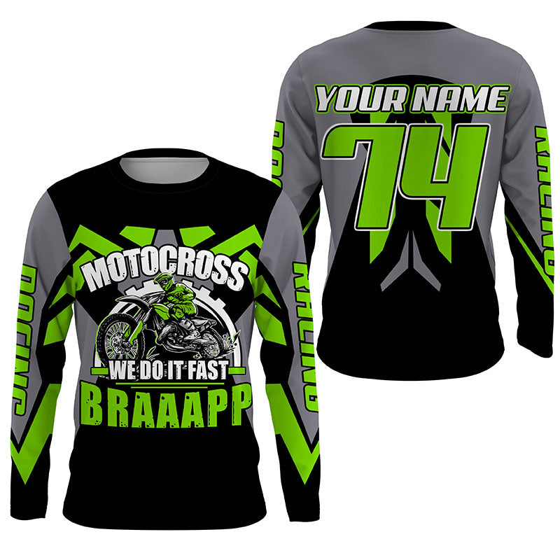 Adult youth Motocross racing jersey custom green MX UPF30+ biker extreme off-road long sleeves PDT236
