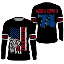 Load image into Gallery viewer, American flag jersey Motocross custom youth adult UPF30+ biker off-road motorcycle shirt patriotic PDT245