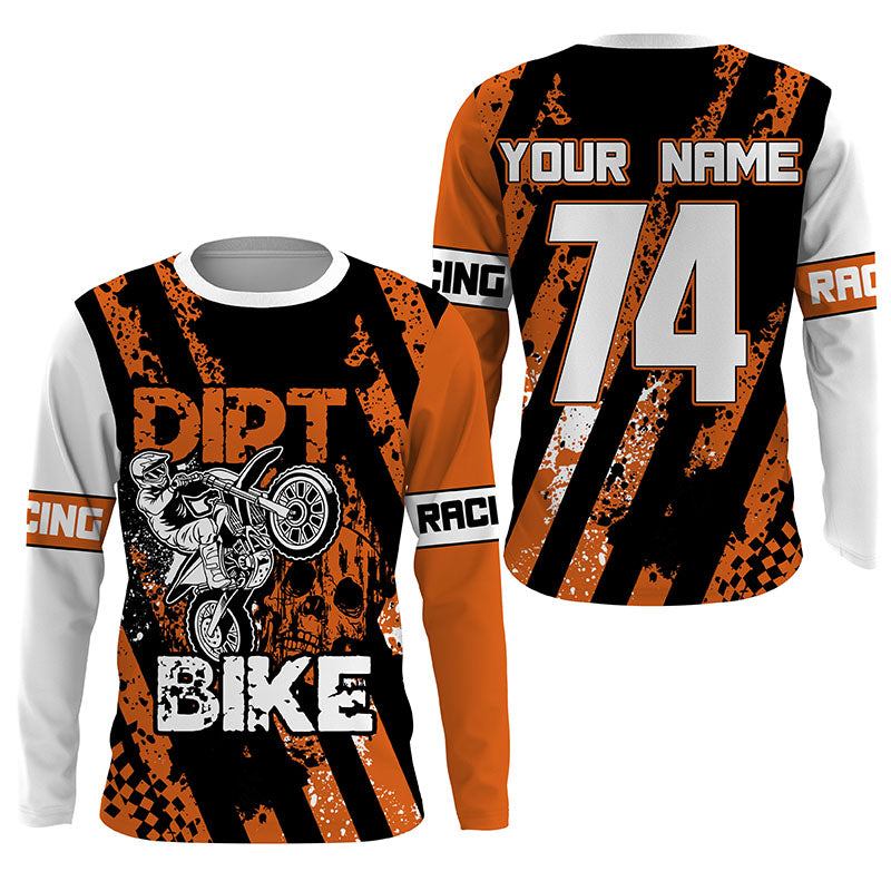 Personalized Dirt Bike UPF30+ Jersey Motocross Orange Kid Adult MX Racing Long Sleeves NMS1212