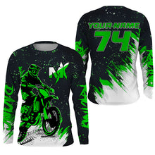 Load image into Gallery viewer, Green Motocross Racing Jersey Men Women Youth UPF30+ Custom Dirt Bike Shirt Off-Road Long Sleeve MX PDT447