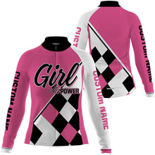 Load image into Gallery viewer, Pink cycling jersey womens bike shirts girl Breathable biking tops with 3 pockets Bicycle clothes| SLC224