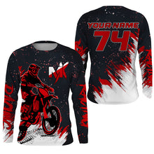 Load image into Gallery viewer, Red Motocross Racing Jersey Men Women Youth UPF30+ Custom Dirt Bike Shirt Off-Road Long Sleeve MX PDT448