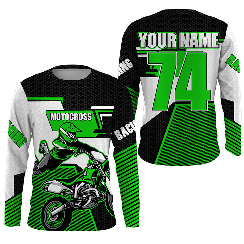 Green extreme personalized Motocross riding jersey youth&adult UPF30+ dirt bike racing shirt PDT278