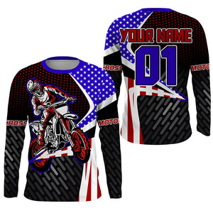 American Flag Motocross Jersey Personalized UPF30+ Dirt Bike MX Racing Off-road Motorcycle NMS1152