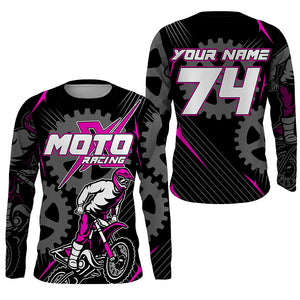 Pink dirt bike jersey for kid women men UPF30+ extreme custom Motocross off-road shirt PDT365