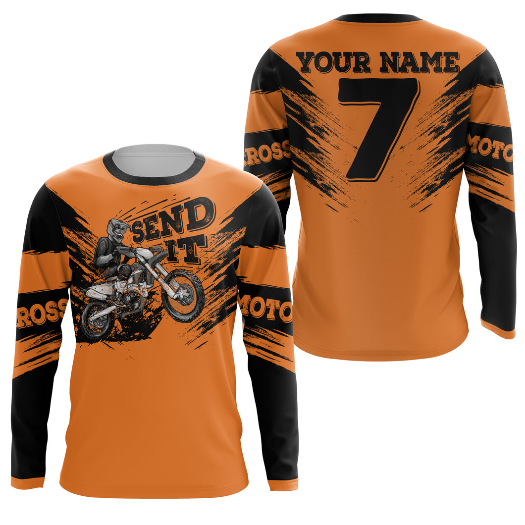 Custom Dirt Bike Jersey Send It UPF30+ Kid Adult Motocross Long Sleeves Off-road Motorcycle NMS1115