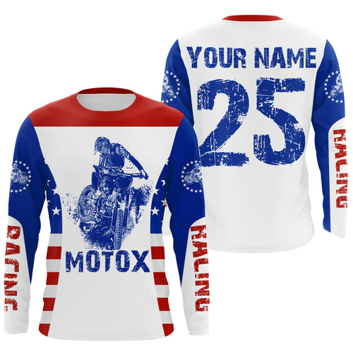 Kid men women USA flag Motocross off-road jersey custom name number dirt bike UV patriotic shirt PDT167