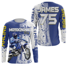 Load image into Gallery viewer, Custom Motocross jersey kid men women UV protective MX blue biker racing shirt extreme motorcycle PDT78