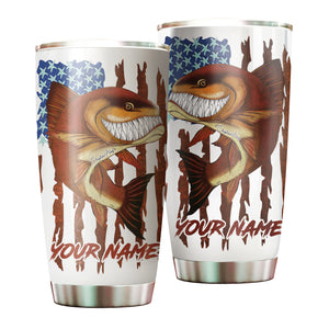 1pc funny Redfish fishing American flag ChipteeAmz's art Custom Stainless Steel Tumbler Cup AT063