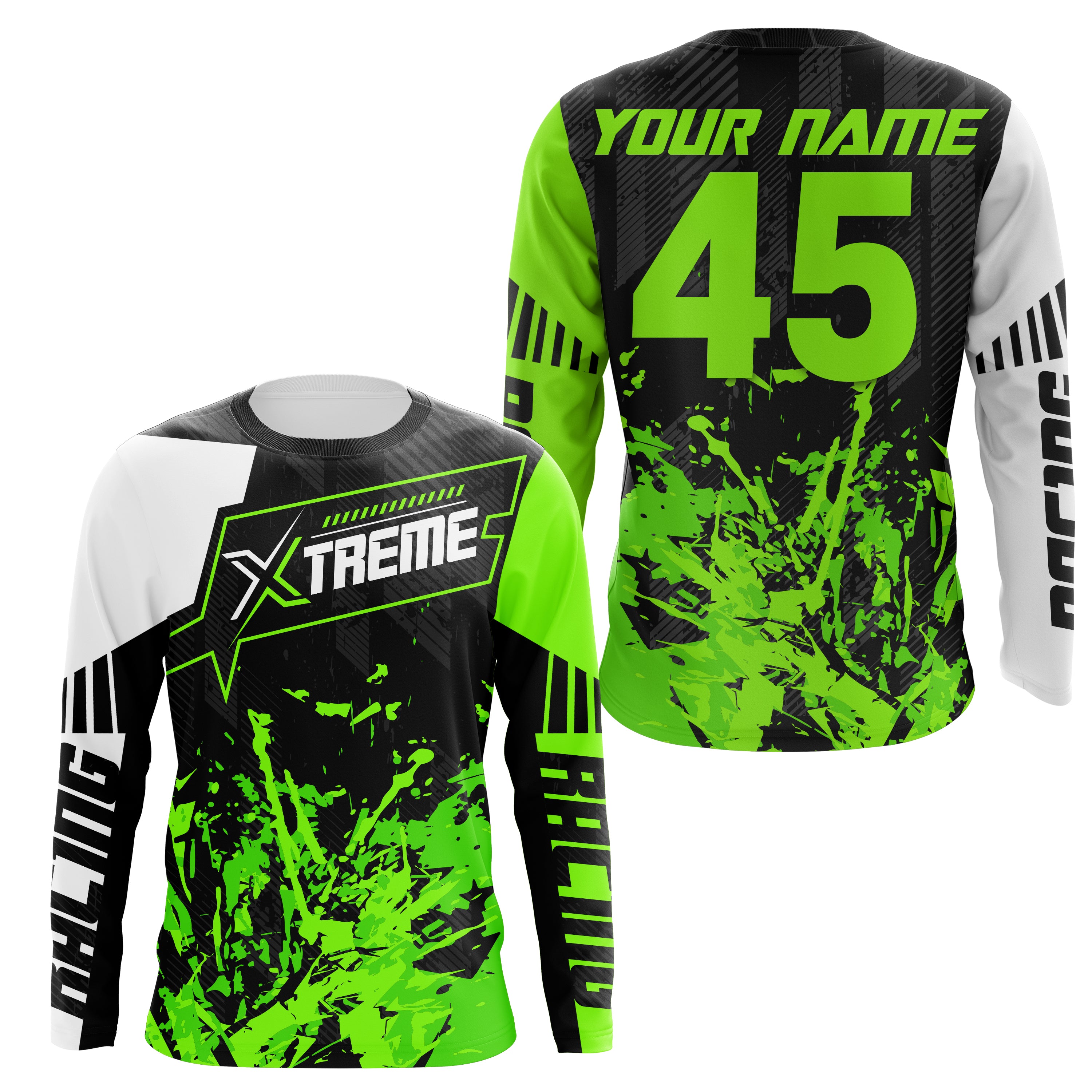 Personalized Motocross Jersey UPF30+, Motorcycle Green Dirt Bike Racin –  Myfihu