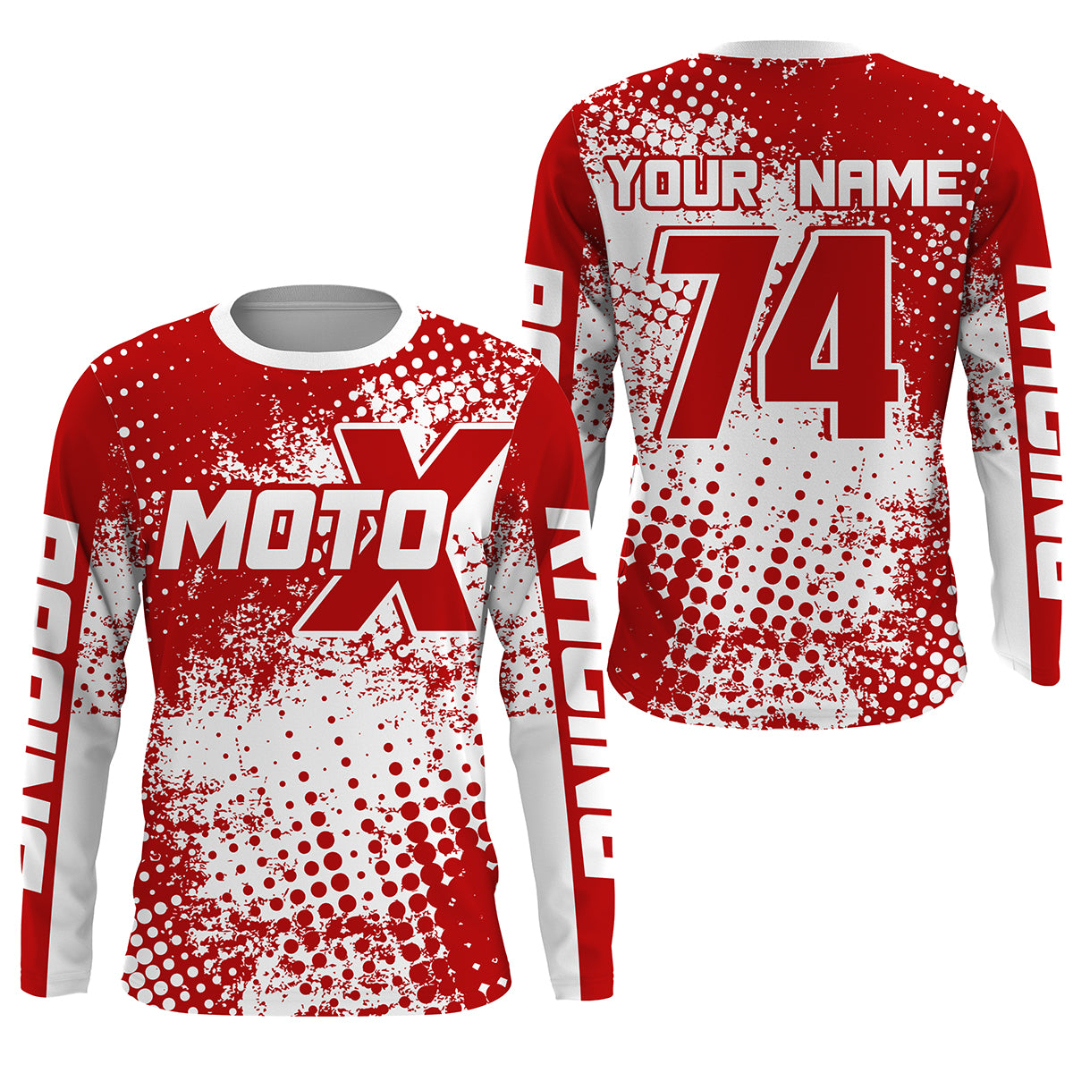 Custom Motocross Jersey UV Red Dirt Bike Off-Road Shirt Kid&Adult Long –  ChipteeAmz