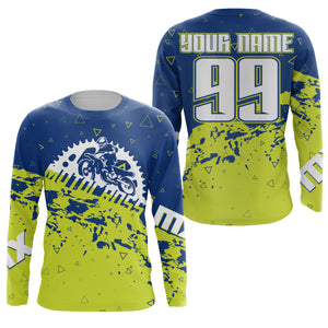 MX off-road jersey blue youth men women UPF30+ custom number&name Motocross racing shirt motorcycle PDT183