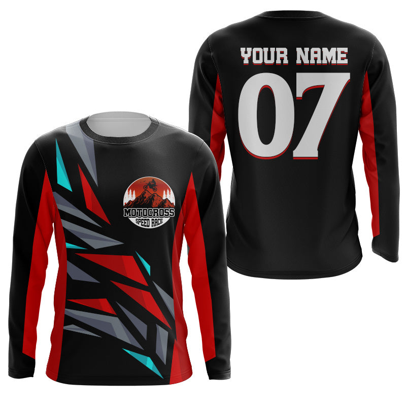 Personalized Motocross Jersey UPF30+ Speed Race Kid Adult Dirt Bike MX Racing Long Sleeves NMS1134