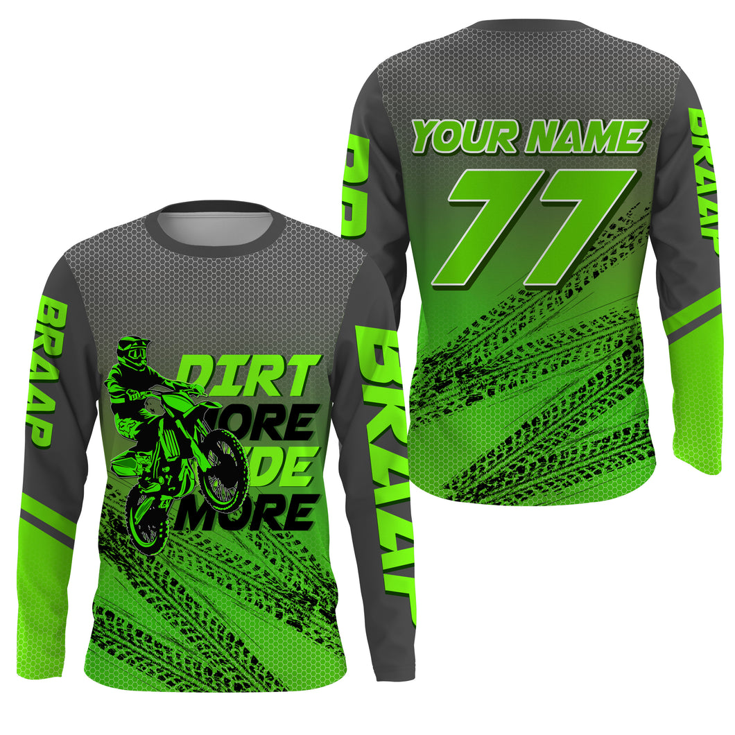 Kid adult custom motocross jersey green UPF30+ dirt bike MX racing Dirt More Ride More off-road NMS976