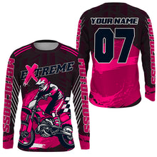 Load image into Gallery viewer, Adult&amp;youth pink Motocross jersey UPF30+ extreme dirt bike racing off-road motorcycle shirt PDT293