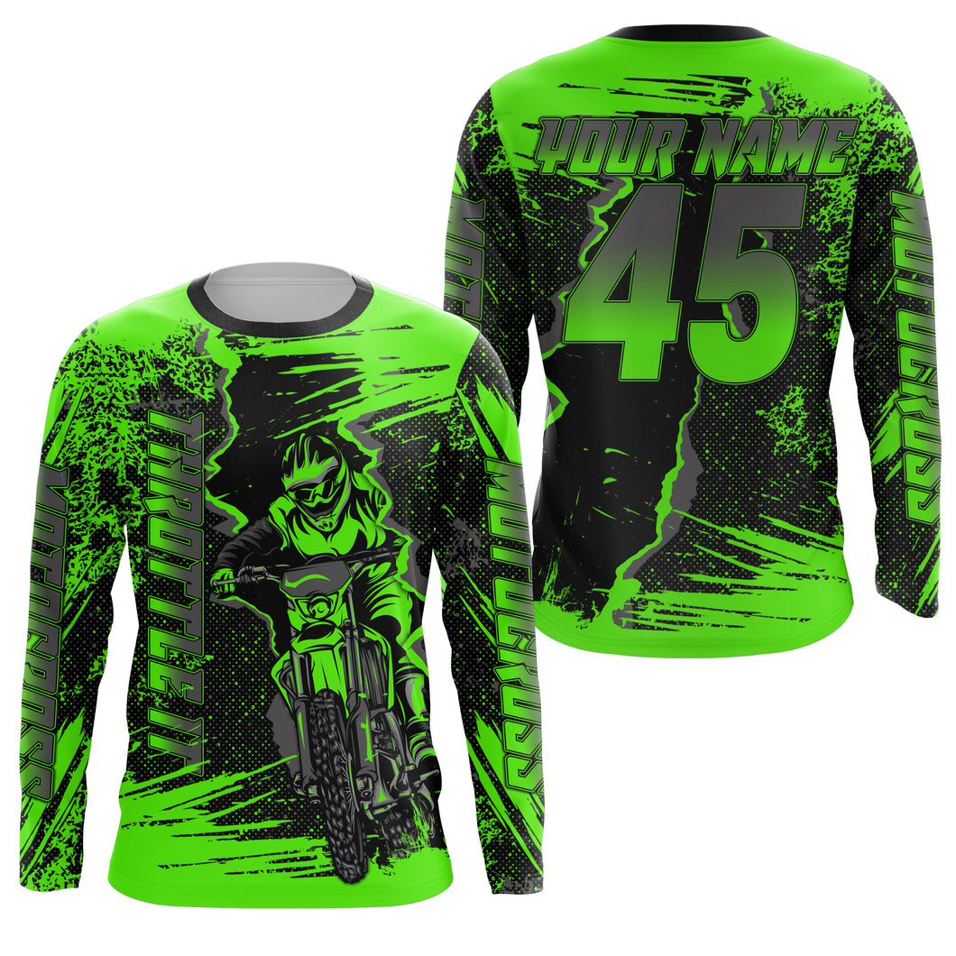kawasaki motocross gear Throttle It custom motocross Jersey UPF30+ kid mens womens dirt bike off-road motorcycle racewear NMS957, Adult Jersey UPF / 4XL