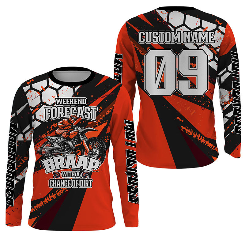 Weekend Forecast Brap Personalized Motocross Jersey UPF30+ Kid Adult Dirt Bike MX Racing Shirt NMS1225