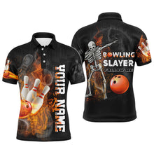 Load image into Gallery viewer, Men Polo Bowling Slayer Shirt, Personalized Skull Bowlers Jersey Short Sleeves NBP69