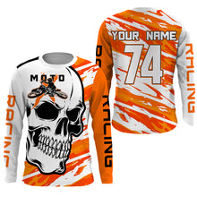 Load image into Gallery viewer, Skull MotoXjersey custom motocross UPF30+ adult kid orange dirt bike racing motorcycle racewear NMS995