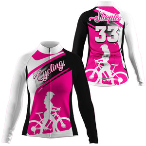 Pinky Girl Custom Womens Cycling Jersey Female Biker Riding Road Cycle Mountain Bicycling Shirt| NMS842