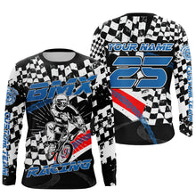 Load image into Gallery viewer, Kid BMX jersey UPF30+ checkered flag BMX shirt mens boys bicycle motocross gear cycling clothes| SLC103