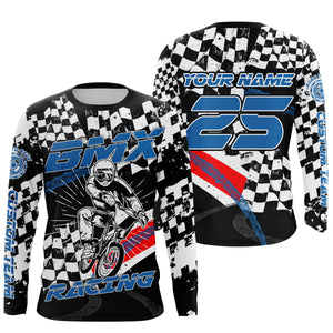 BMX jersey UPF30+ checkered flag BMX shirt, bicycle motocross gear cycling clothes| SLC103