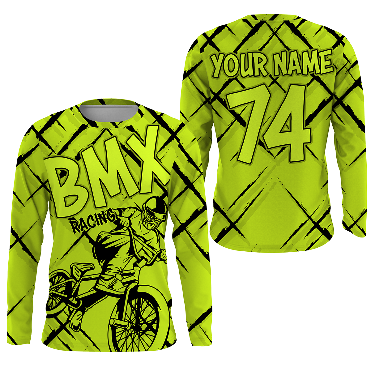 Custom Green BMX racing jersey UPF30+ Adult kid biking shirt Extreme cycling bicycle racewear| SLC55