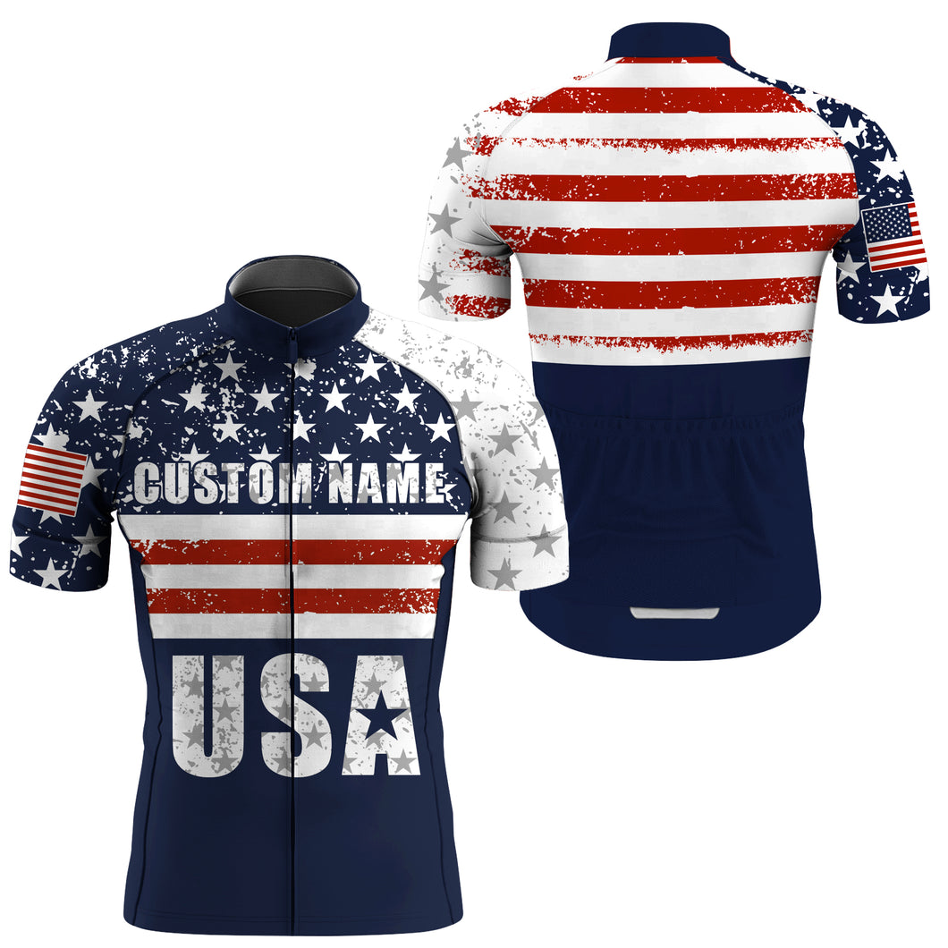 Custom American Cycling jersey men women UPF50+ USA cycle gear with 3 pockets Full zip bike shirt| SLC182