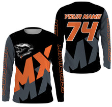 Load image into Gallery viewer, Personalized black MX racing jersey for youth men women Motocross off-road UV biker riding shirt PDT152