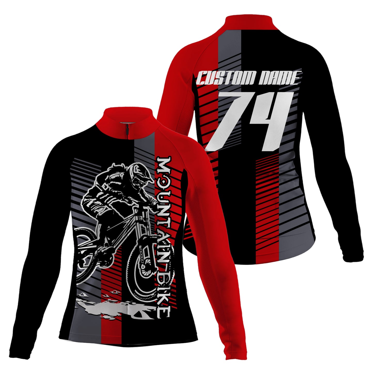 Custom Mens Womens MTB Cycling Jersey Mountain Bike Red&Black Bicycling Downhill Rider Racing| NMS816